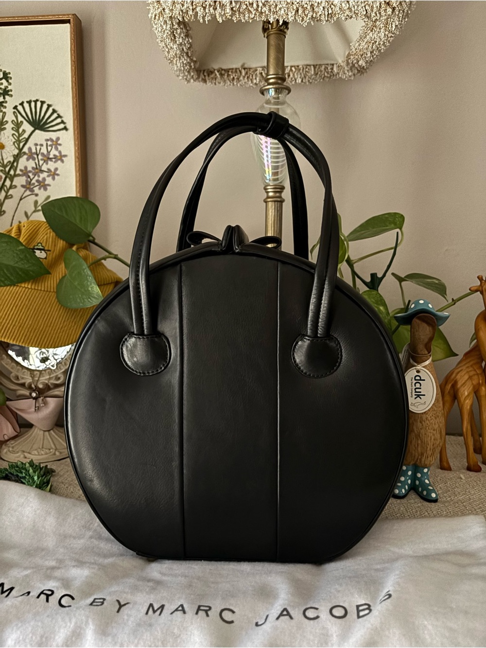 Marc by Marc Jacobs Black Leather Hat Box Bag (2015
Collection)